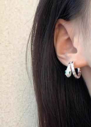 Оригинальные родовые серьги молнии кольца шариков циркон изумрудные ювелирные изделия подарок