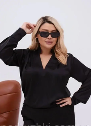 Яркая черная атласная блуза 18-20 размера