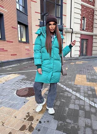 Пальто куртка пуховик женское дутое длинное с капюшоном теплое базовое осеннее зимнее на осень зима демисезонное голубое черное розовое бежевое белое батал