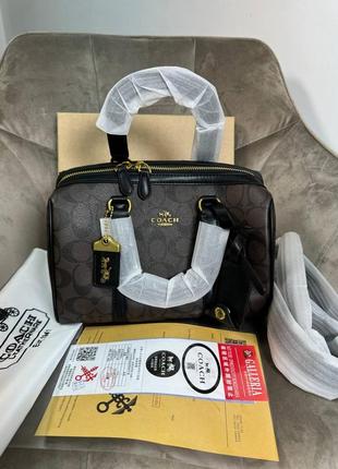 Женская кожаная брендовая сумка coach black premium