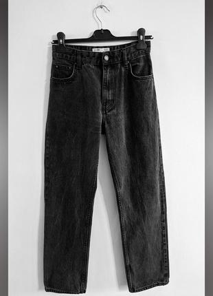 Джинсы прямые с высокой посадкой bershka denim jeans