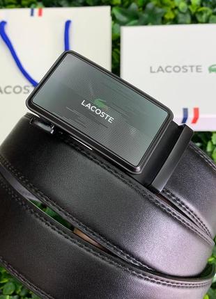 Чоловічий ремінь із пряжкою автомат lacoste в подарунковому наборі