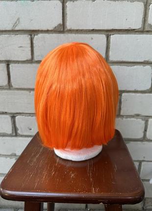 Парик рыжий оранжевый каре с чубчиком