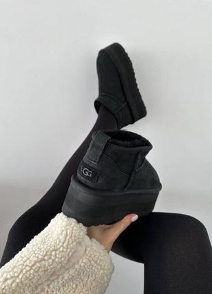 Ugg australia usa ultra mini platform black уггі ультра міні платформа 5 см чорні