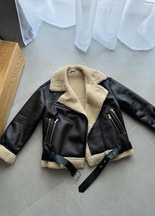 Дубленка авиатор в стиле zara