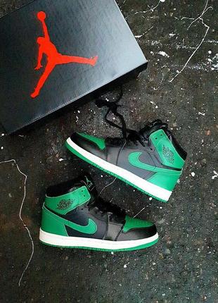 Чоловічі кросівки nike air jordan 1 high winter black green