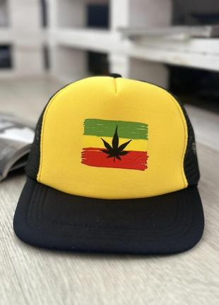 Кепка снепбек із сіточкою (snapback)  конопля  чорний з жовтим 56-61р (9058)