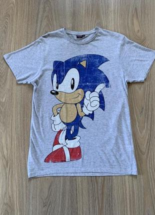 Мужская хлопковая футболка с принтом sonic sega