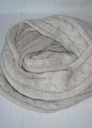 Зимний объемный снуд шарф хомут восьмерка машинной вязки в "косы"