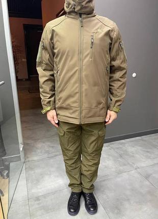 Куртка тактична wolftrap, softshell, колір олива, розмір l, зимова флісова куртка для військових4 фото