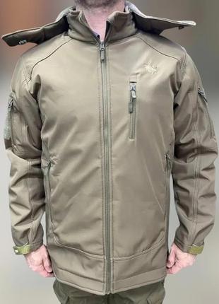 Куртка тактична wolftrap, softshell, колір олива, розмір l, зимова флісова куртка для військових1 фото