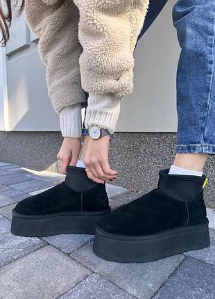 Сапоги ugg classic mini dipper boot black угги черные женские
