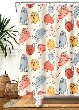 Шторка для ванни з котами 85*175 см