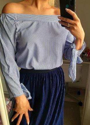 Блуза в полоску, с открытыми плечами, размер с