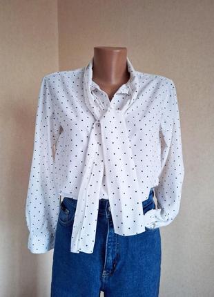 Блуза в горошок uniqlo блузка з краваткою шаликом галстучком полька дот горох рубашка сорочка
