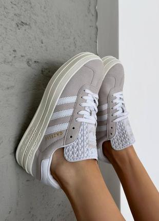 Кросівки adidas gazelle bold platform pink grey white