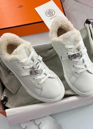 Кроссовки зимние женские в стиле hermes