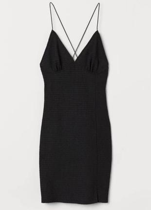 Стильное фактурное черное платье/платье/платье с открытой спинкой😈 и разрезом h&m, на р. s/m4 фото