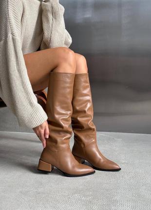 Жіночі чоботи із натуральної шкіри на підборах 🌰 11405