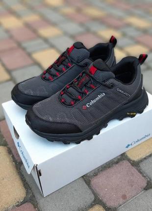 Чоловічі кросівки ❄️ columbia outdoor omni-tech сірі з червоним зима знижка sale | smb