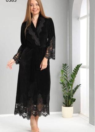 Халат женский nusa хлопок/бамбук модель 0383 цвета: черный, xxxxl