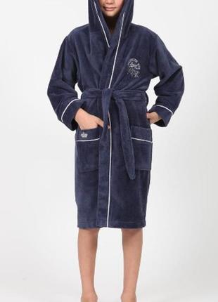 Детский халат для мальчика nusa хлопок/бамбук, 11-12 лет, на рост 146-152, цвета: джинс