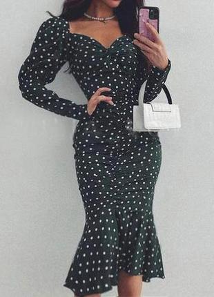 Распродажа платье prettylittlething миди горох