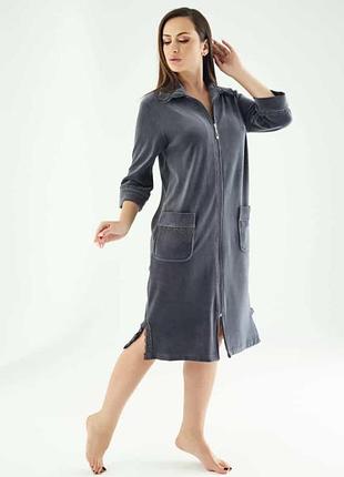 Халат женский nusa хлопок/бамбук модель 0321 антрацит m