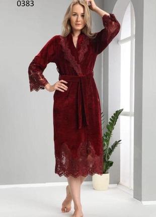 Халат жіночий nusa бавовна/бамбук модель 0383 кольори: бордо, m