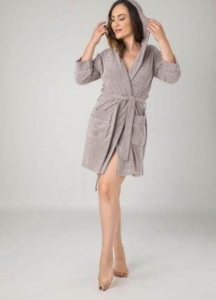 Халат женский nusa хлопок/бамбук модель 0419 цвета: бежевый, s