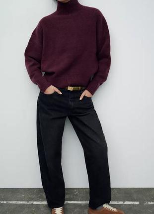 Бордовий светр zara 2