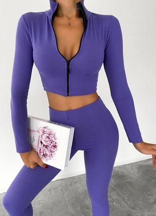Женский костюм лосины и топ на молнии