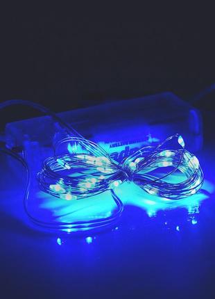 Гірлянди 30 led, 1 режим, 3 метри, прозора ізоляція, живлення від 2*аа(немає в комплекті), blue, box
