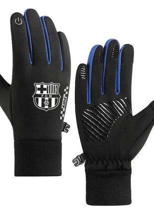 Рукавички футбольні барселона сенсорні touch screen black/pink перчатки (36622)
