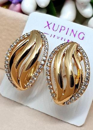 Сережки xuping з медичного золота, розмір 17*12 мм, позолота с-5542