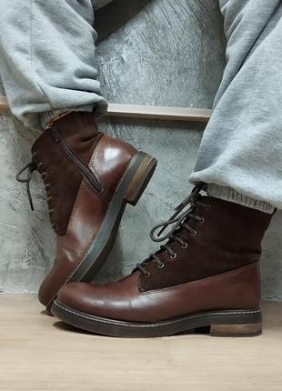 Шкіряні осінні черевики шоколадного кольору m&s/жіночі шкіряні черевики