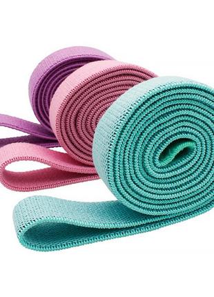 Набор резинок для фитнеса aolikes rb-3609 3шт green+pink+violet2 фото