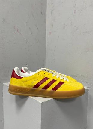 Кросівки adidas gazelle × gucci velvet yellow red