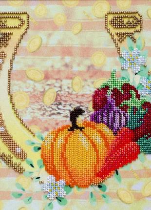 Набір для вишивання бісером достаток у кожну хату щаслива підкова на щастя часткова викладка 21х21 см