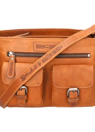 Шкіряна сумка через плече унісекс hill burry hb15037b руда