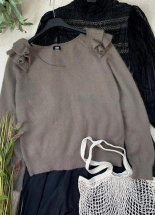 Мягкий свитер кофта джемпер h&m ангора с рюшами крылышки