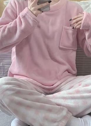 Тепла флісова піжама в 3х кольорах