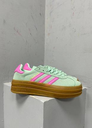 Кросівки adidas gazelle bold platform turquoise pink1 фото