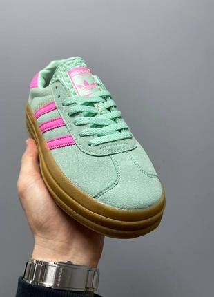 Кросівки adidas gazelle bold platform turquoise pink7 фото