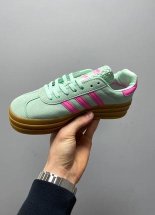 Кросівки adidas gazelle bold platform turquoise pink10 фото