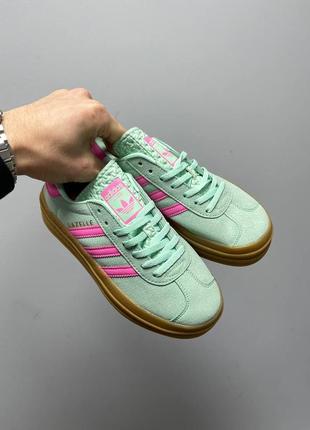 Кросівки adidas gazelle bold platform turquoise pink4 фото