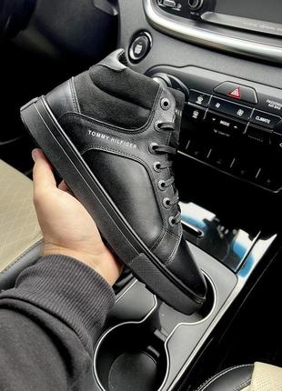Зимние мужские ботинки tommy hilfiger black (мех) 40-42-43-44