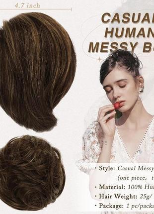 Тонкая прямая взлохмаченная прическа-пучок ruwiss