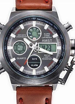 Мужские часы спортивные кварцевые amst mountain brown 1233