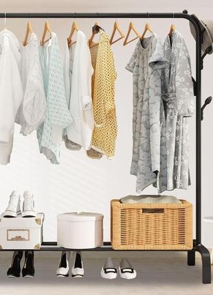 Підлогова стійка вішалка для одягу з полицею для взуття та гачками